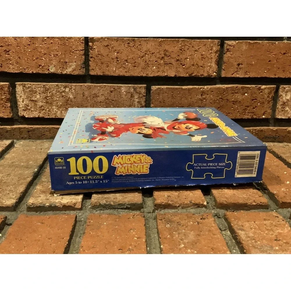 Vintage Mickey & Minnie Football Cheerleading 100 Pc‎ Puzzle Golden 11.5